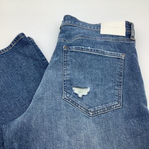 Express Womens 70s Flare Mid Rise Distressed Jeans Blue Size‎ 14R NWT